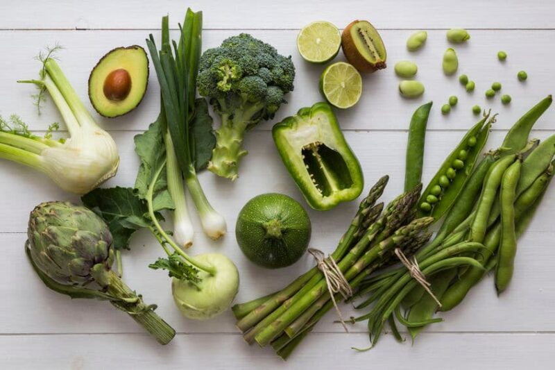 Frutas y verduras verdes